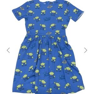 Disney Blue Asymmetrical Dress with Alien Print